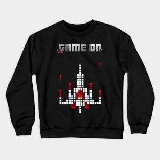 GAME ON - Space Ship - Pixel Art design Crewneck Sweatshirt